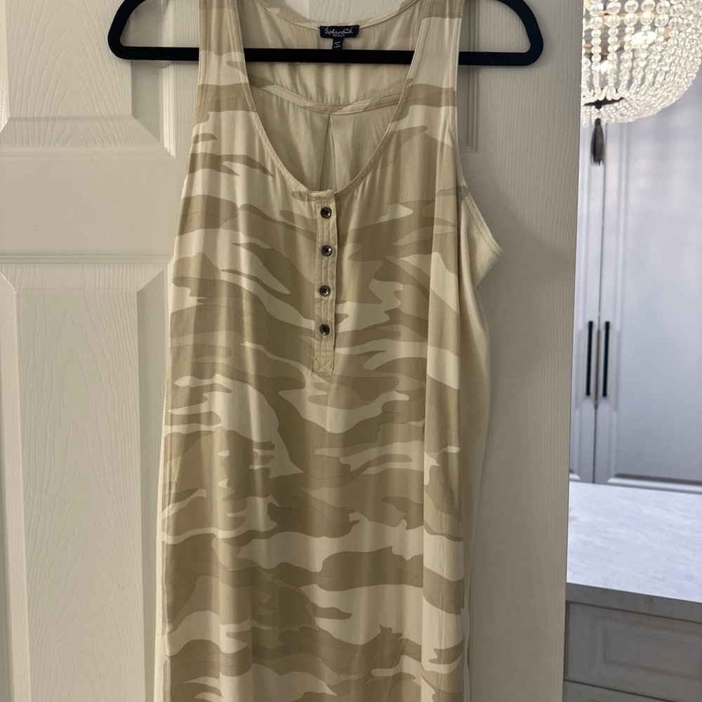 Splendid Tan and Cream Camouflage Tank Dress